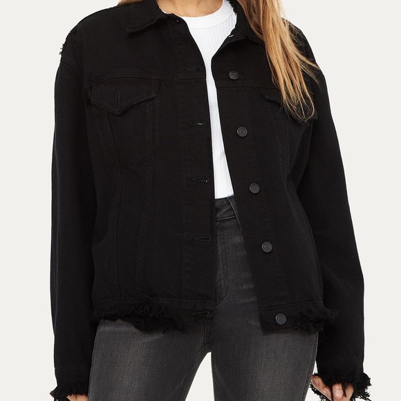 black frayed denim jacket